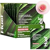 Huel Daily Greens Single Serve Watermelon| Superfood Greens Powder | 91 Vitamins, Minerals, and Wholefood-Sourced Ingredients | Adaptogens, Antioxidants, Gut-Friendly Probiotics | 12 Pack