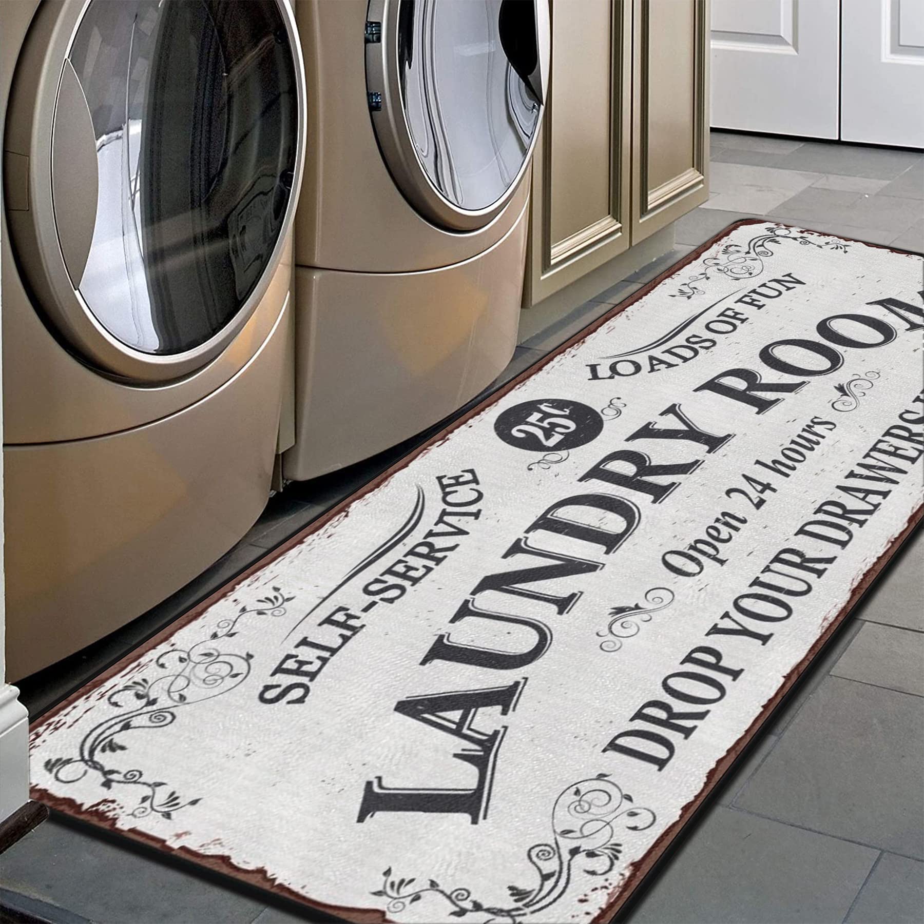 Photo 1 of Doormat Area Rugs Floor Mat for Patio Front Door Entry Garage Kitchen Bathroom 72x24 in Classic White