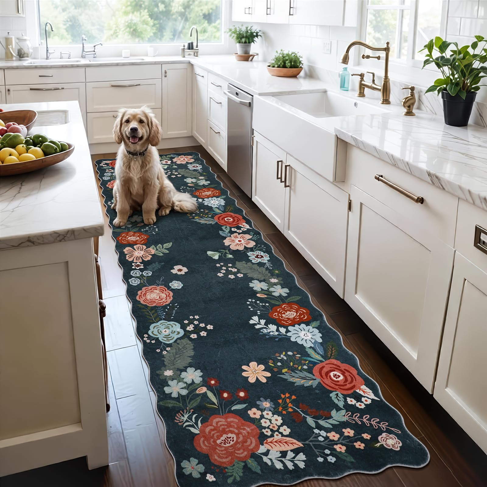 Washable Rug Runner, 3x8 Carpet Runners for Hallway, Ultra Soft Water Resisitant Floor Mat for for Living Room, Entryway, Bedroom, Bathroom, Water Resisitant and Easy to Clean, Dark Green Image