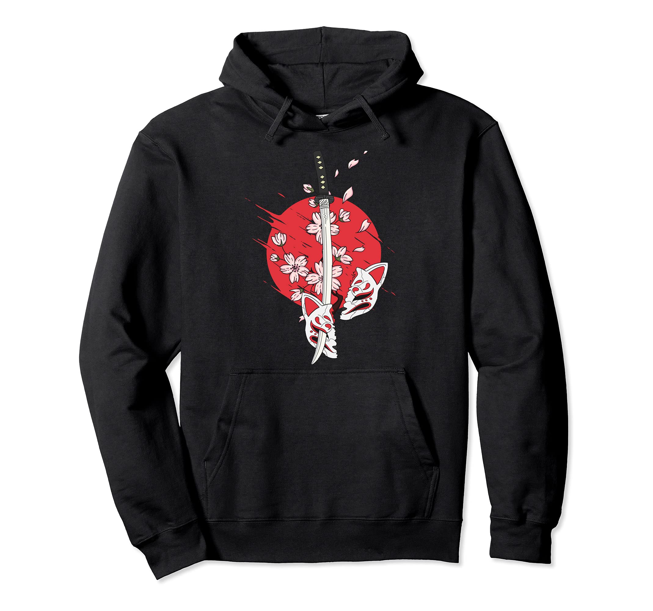 Japan Anime Mask Kitsune Style Samurai Oni Monster Pullover Hoodie