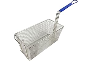 BAKI Commercial Deep Fryer Basket–13 1/4 X 6 1/2 X 6" (34 X 16.5 X 15cm)–Nickle Plated Body with Long Handle–Restaurant & Ind
