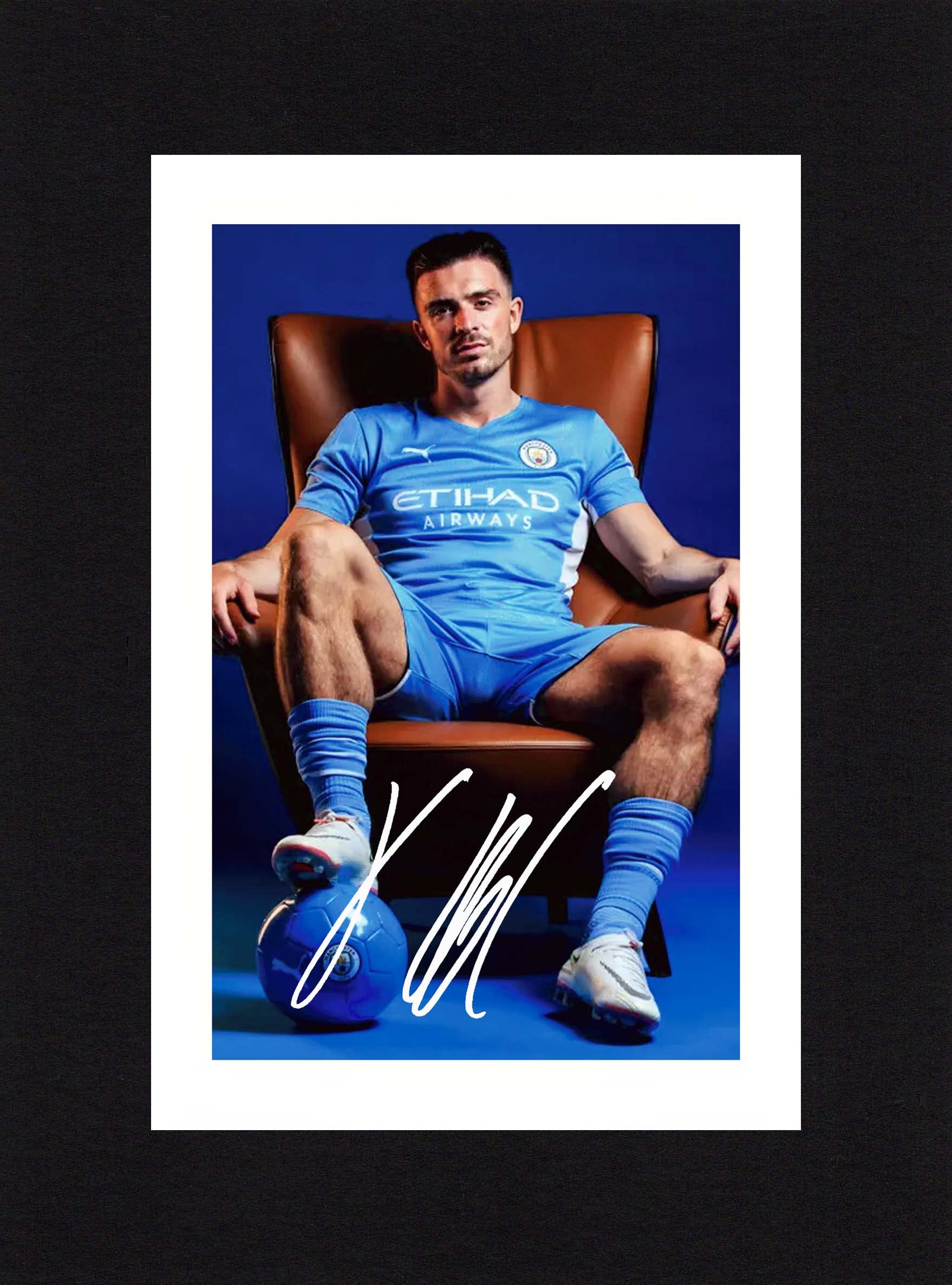 JACK GREALISH Signed 8x6 Inch Mounted Photo Print Pre Printed Signature Manchester City - Autograph Gift, Ready To Be Framed, Full Colour, 8 x 6 Inches - 203.2 x 152.4 mm