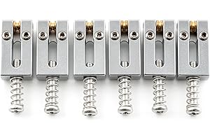 Musiclily Ultra 10.5mm Modern Brass Guitar Roller Bridge Saddles for Strat Tele ST/TL Style Electric Guitar, Chrome (Set of 6)