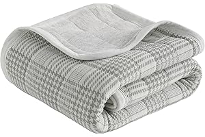 NTBAY Jersey Cotton Quilted Toddler Blanket, Breathable and Warm for Boys and Girls Baby Blanket, 30x40 Inches, Grey Grid