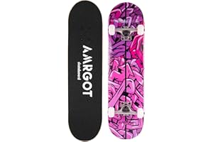 Amrgot Skateboards for Beginners,31 * 8 inches Complete Skateboards for Kids,Boys,Girls and Adults,7 Layer Maple Wood,Double Kick Deck Concave Standard and Tricks Skateboard