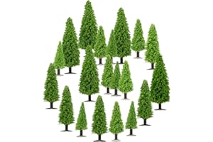 Yetaha 20Pcs Light Green Pine Tree Model, Miniature Garden Tree Mini Plant Ornament for DIY Scenery Landscape HO Scale Forest