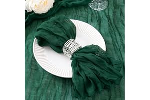 DeZerlor 12Pack Emerald Green Cloth Napkins Boho Gauze Cheesecloth Napkins Bulk Set of 12 Soft Cotton Linen Dinner Napkins for St. Patrick's Day Easter Wedding Bridal Baby Shower Daily Use