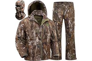 Wild Cedar Men's Cold Weather Camo Hunting Suit, Quiet Fleece-Lined Jacket & Pants Set with Face Mask, Suitable for Hunting