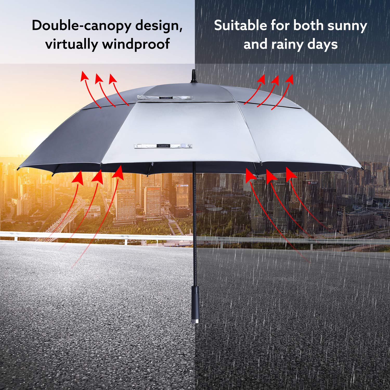 G4Free 68 inch Extra Large Golf Umbrella Windproof UV Protection Sun