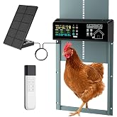 Solar Automatic Chicken Coop Door Programmable Remote 6 Modes Light Blue | Aluminum Auto Chicken Door, Pressure-Activated Anti-Pinch, Color LCD Display, All-Weather Operation