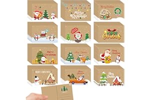 Kosiz 120 Pcs Christmas Cards 4 x 6 Inch Postcards Assorted Greeting Blank Note Cards for Teacher Employee, 12 Styles