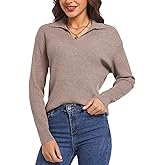 Woolicity Sweaters for Women Long Sleeve Knitted Collared Sweater Polo V Neck Casual Pullover Shirts Jumper Tops