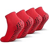 Raigoo Grip Non Slip Socks For Kids(4-16 Years Old), Cushioned Sport Athletic Slipper Hospital Socks For Youth Boys & Girls