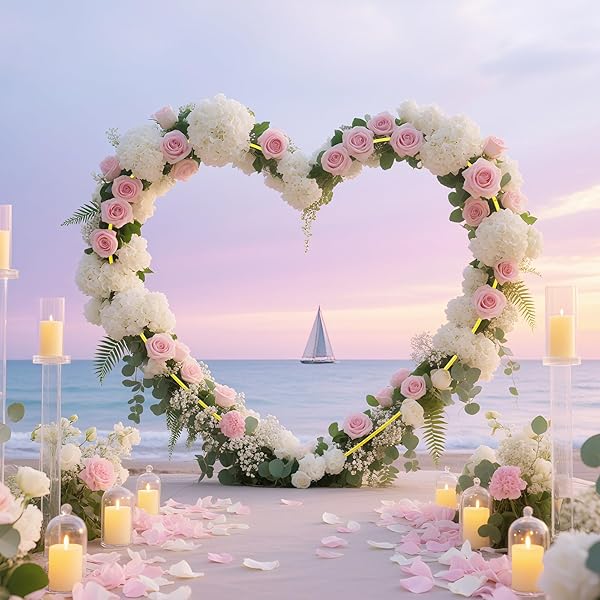 HEART SHAPE WEDDING ARCHES,METAL WEDDING BALLOON ARCH STAND, LOVE BALLOON COLUMN ARCH FRAME FOR WEDDING,VALENTINE’S DAY, ENGAGEMENT AND BIRTHDAY PARTY DECOR