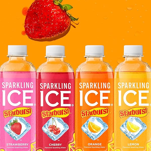 SPARKLING ICE STARBURST STRAWBERRY, ZERO SUGAR FLAVORED SPARKLING WATER, WITH VITAMINS AND ANTIOXIDANTS, LOW CALORIE BEVERAGE, 17 FL OZ BOTTLES (PACK OF 12)