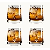 Motzetilo Hand Blown Whiskey Glasses Set of 4, Old Fashioned Whiskey Glasses - 9oz Premium Quality Drinking Glasses for Scotch, Bourbon & Juice - Elegant, Durable & Classic Design for Home Bar