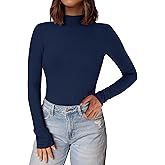 PRETTYGARDEN Women's Turtleneck Long Sleeve Shirts 2026 Fall Basic Tees Ribbed Fitted Tops Thermal Layering Knit Top Clothes
