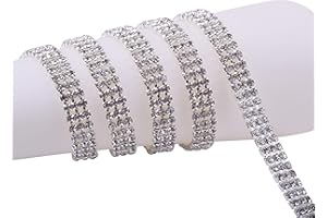 KAOYOO 3 Rows 1 Yard 4 MM Crystal Rhinestone Close Chain Trim for Sewing Craft,DIY Decoration