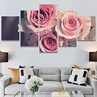 SIGNWIN 5 Panel Canvas Wall Art Modern Art Bohemian Bouquet Colorful Cool Floral Group Multicolor Photography Realism for Home Decorations Ready to Hang - 60