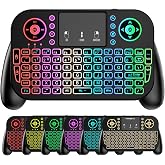 MRSVI Mini Keyboard with Touchpad-2.4GHz &amp; Bluetooth Dual-Mode,7-Color Backlight, Multimedia Hotkeys, Rechargeable, for Android TV Box, Smart TV, Projector, PS3, PC, Tablet, Windows/iOS/Android