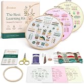 Bradove Beginner Embroidery Kit for Adults and Kids | Hand Embroidery Kit for Beginners with Patterns, Learn to Embroider Kit Adult Beginner, Stitches Practice, Learn to Sew