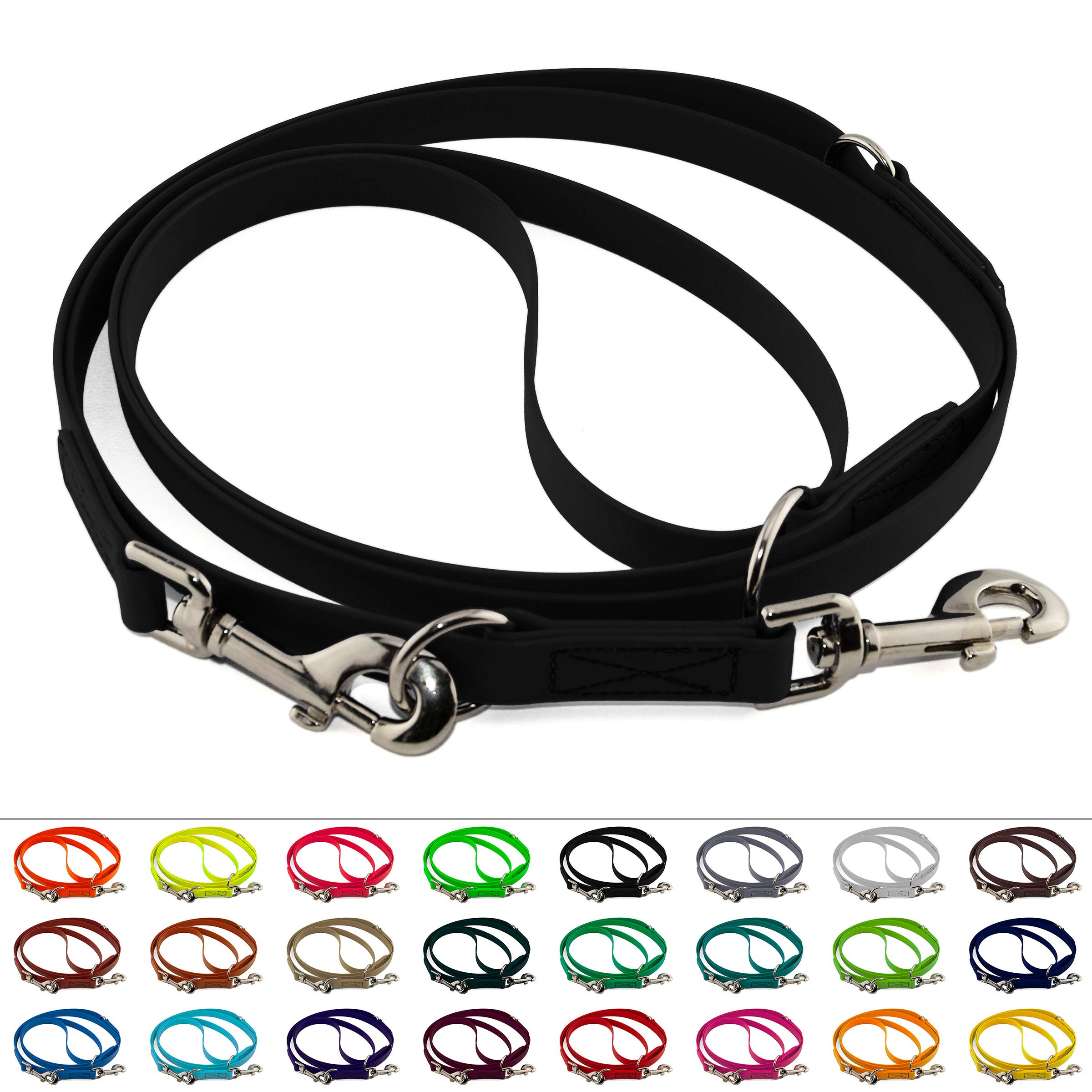 Multi-Adjustable Dog Lead, 19 mm Wide BioThane, 1.75 - 5 Metres, in 25 Colours, Sewn