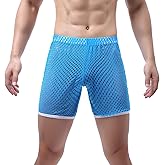 Evankin Men's See Through Shorts Mesh Loose Shorts Lounge Underwear Cover up Boxer Trunks