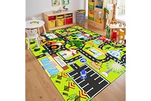 FTBNIQWRHN Kids Carpet Playmat Rug 3'x5' Kids Car Rug Play Mat Educational Play Rugs Town Traffic Road Map Rugs City Life Car Mat for Kid Bedroom Classroom Nursery Room