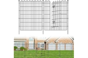 CLEASO 10 Panels No Dig Decorative Garden Fence with Gate for Yard, 40 in(H) X 23.6 ft(L) Animal Barrier Fencing for Outdoor Dog, Metal Portable Garden Fences for Borders, Pets, Landscape, Temporary Fence