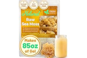 FRESHDRINKUS Premium Sea Moss, Makes 85oz of Gel, Golden Sea Moss, 100% Natural & Pure, Wildcrafted, Sundried, Caffeine Free, Sugar Free, Gluten Free, Vegan, Mineral Rich, 4.1oz Raw Sea Moss Dried