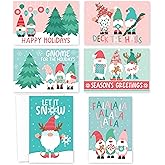 Hadley Designs Blank Christmas Cards With Envelopes - 24 Winter Holiday Cards With Envelopes, Business Happy Holidays Card Bulk, Gnome Seasons Greeting Card for Family & Friends, Designed in USA