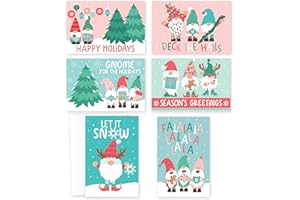Hadley Designs Blank Christmas Cards With Envelopes - 24 Winter Holiday Cards With Envelopes, Business Happy Holidays Card Bulk, Gnome Seasons Greeting Card for Family & Friends, Designed in USA