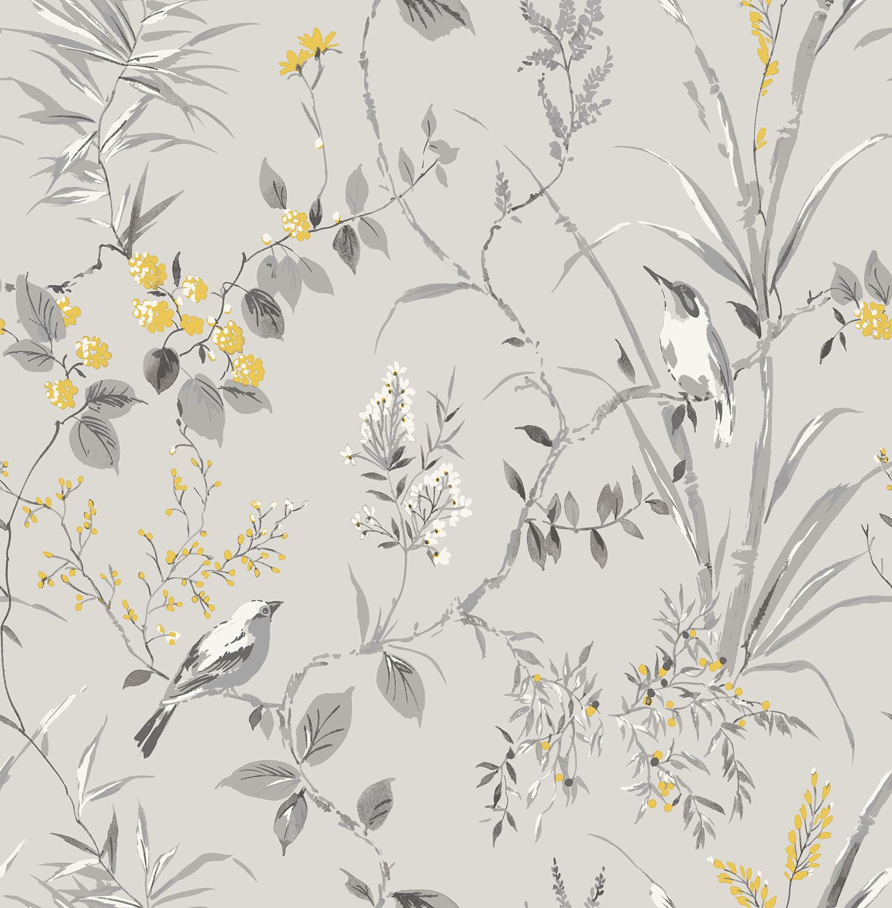 Mariko Grey/Yellow Wallpaper