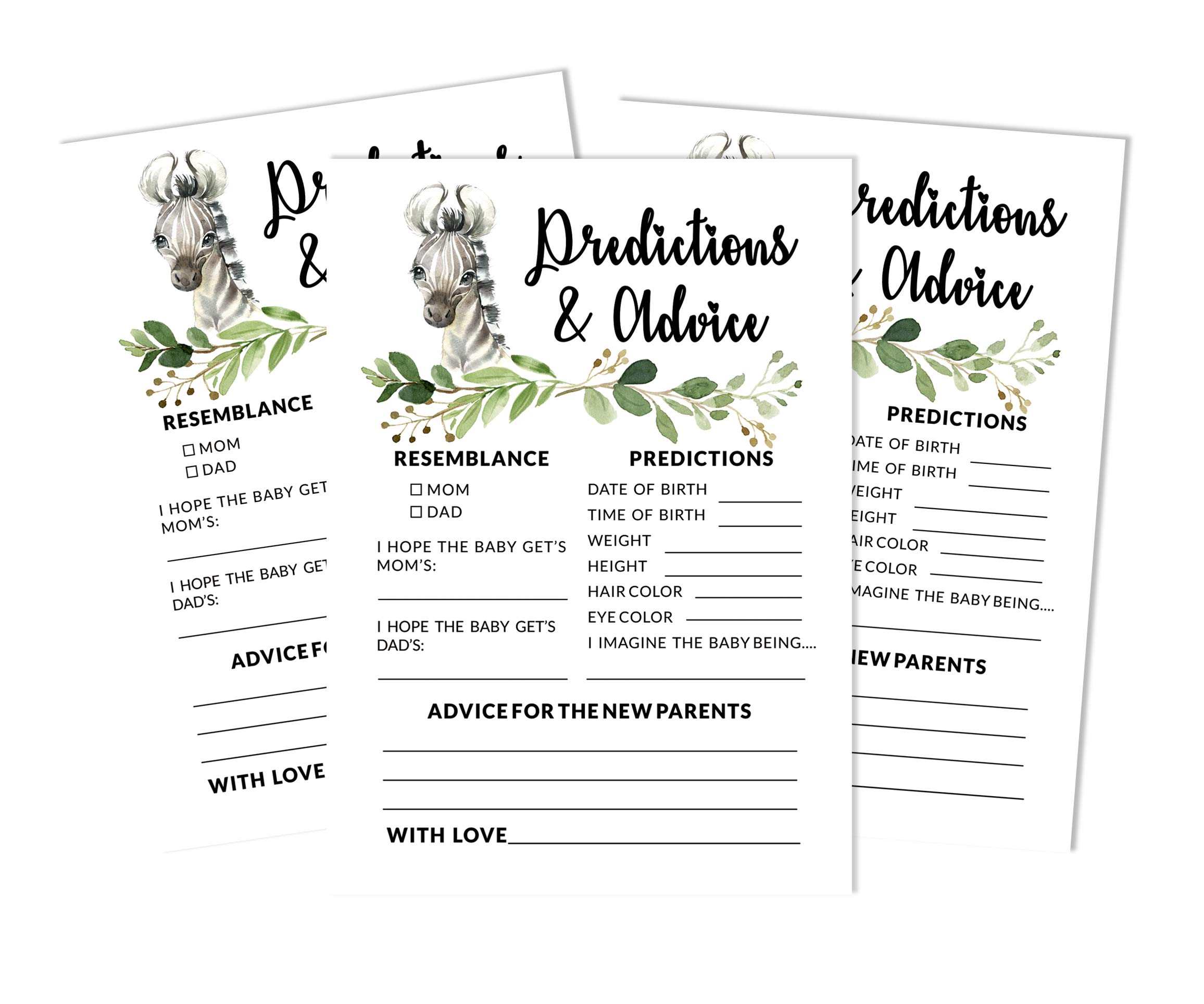 Inkdotpot Baby Cheetah Jungle Animals Party Supplies Set Of 50 Baby Shower Prediction Cards For Baby Shower Game