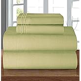 Elegant Comfort Luxury Quality Microfiber 5-Piece 1500 Premium Hotel Sheet Set-Wrinkle Resistant, All Around Elastic Fitted Sheet, Deep Pocket up to 16", Split King, Sage/Green