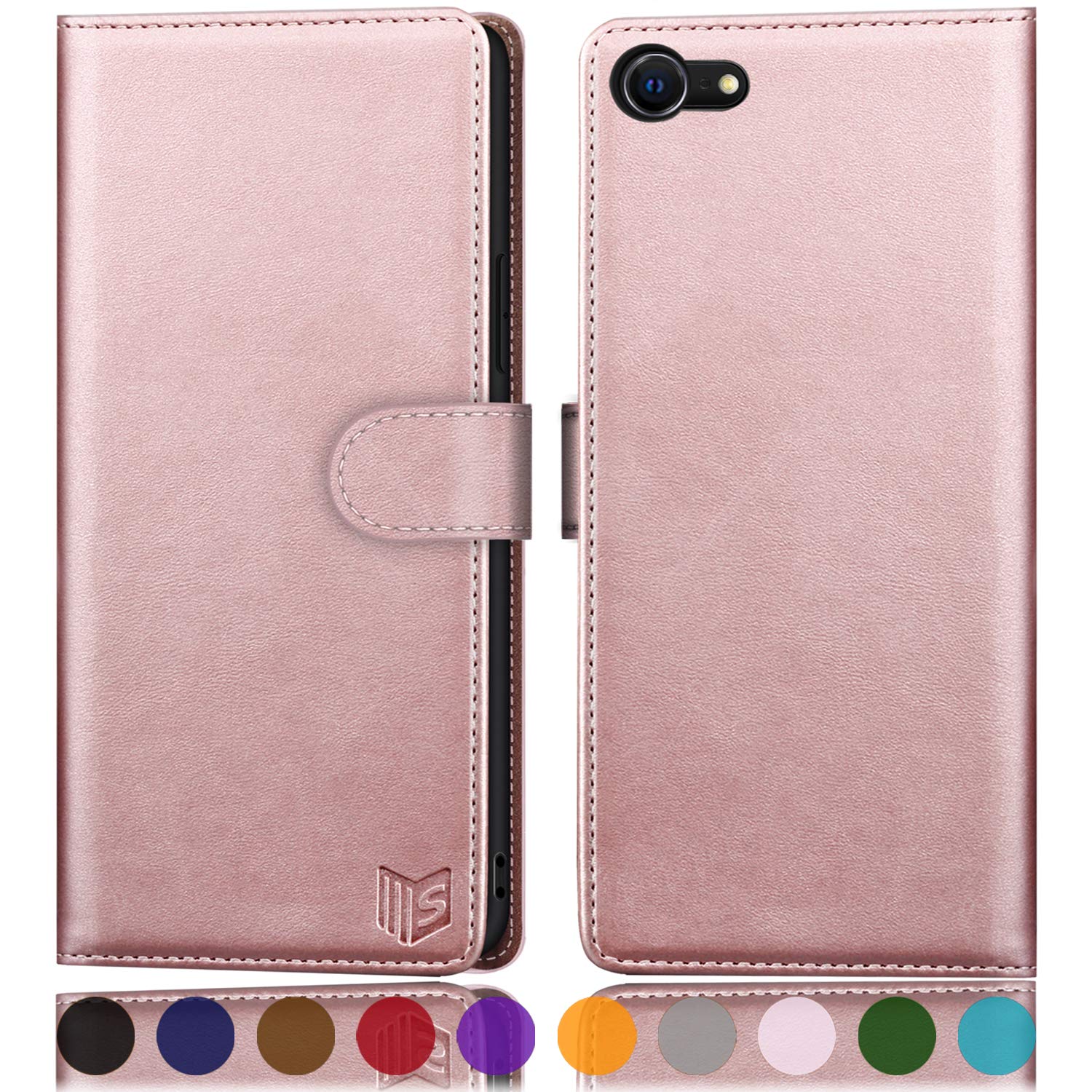 Photo 1 of SUANPOT for iPhone 7/8/SE2/SE 3rd 2020/2022 4.7" RFID Blocking Wallet case Credit Card Holder,Flip Book PU Leather Phone case Cover Cellphone Women Men for Apple iPhone SE3 case Wallet Rose Gold