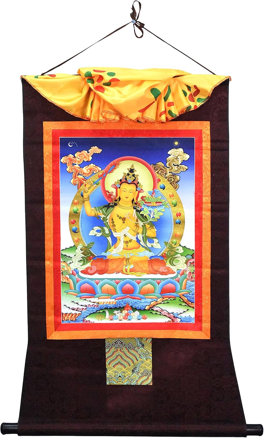 Paintings - Mudra Crafts Manjushri Thangka Wall Hanging Thanka Painting - Handmade Tibetan Thangka Painting - Tibetan Tangka for Meditation Yoga Buddhist Decor