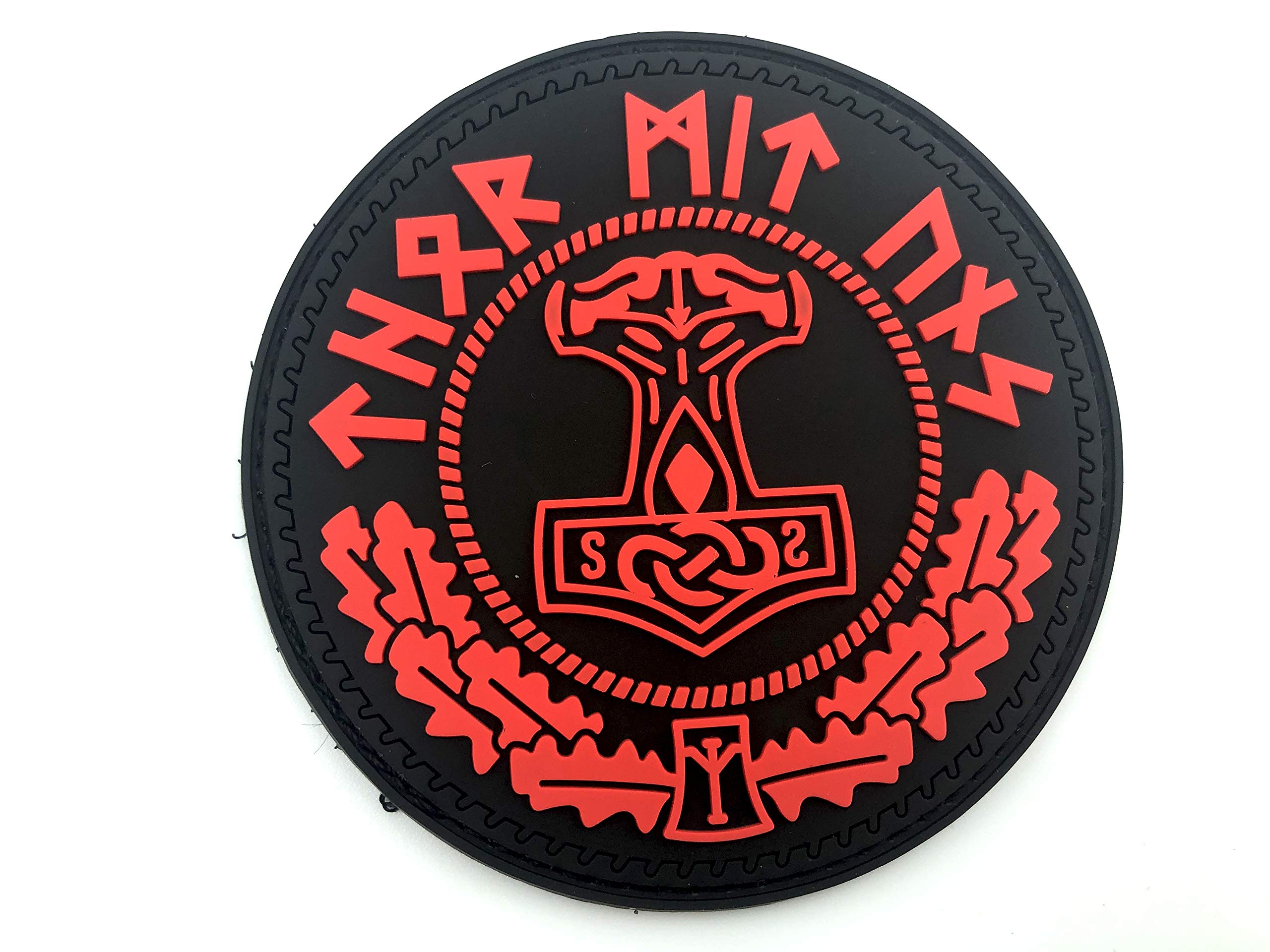 Thor's Hammer Mjolnir Viking Red PVC Airsoft Paintball Patch