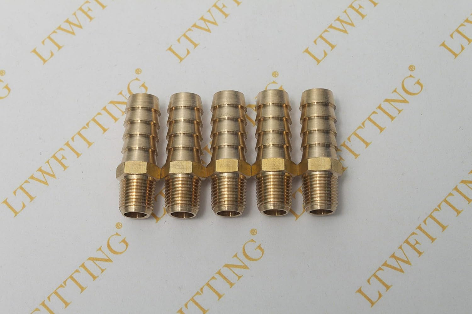 LTWFITTING Brass Barbed Fitting Coupler/Connector 1/8-Inch Male BSPT x 3/8-Inch(10mm) Hose Barb Fuel Gas Water (Pack of 5) - Image 3