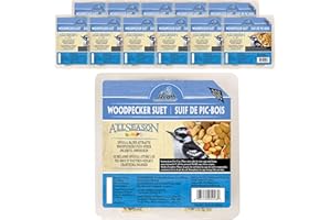 HEATH OUTDOOR PRODUCTS Heath Woodpecker Suet Cake, 5.2in, 10oz, 12 Pack - Blend Attracts Woodpeckers & Songbirds, No Melt