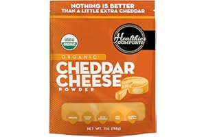 Healthier Comforts Organic Cheddar Cheese Powder | Gluten Free, Keto-Friendly, Non-GMO, Antibiotic & Hormone Free | Perfect for Popcorn Seasoning, Mac and Cheese, Pasta & Sauces (7 oz)
