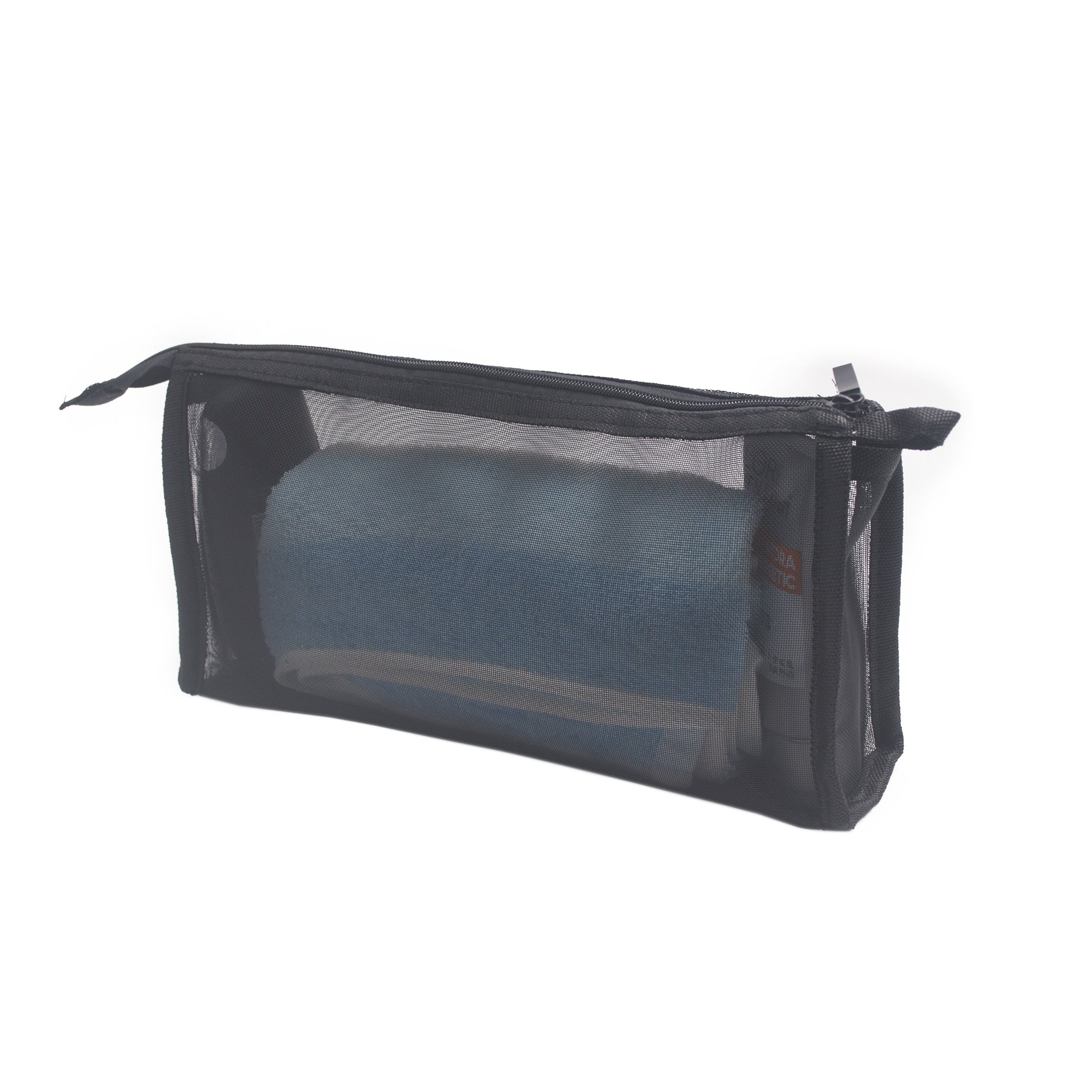 Anzirose Small Travel Toiletry Bag Case Meshy Transparent Pouch with Zipper for Man and Woman (S 9.5x5x2in)