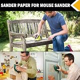 STEBRUAM Mouse Sander Pad 88Pcs Assorted Grits 40-800 5 Holes Hook Loop view 6