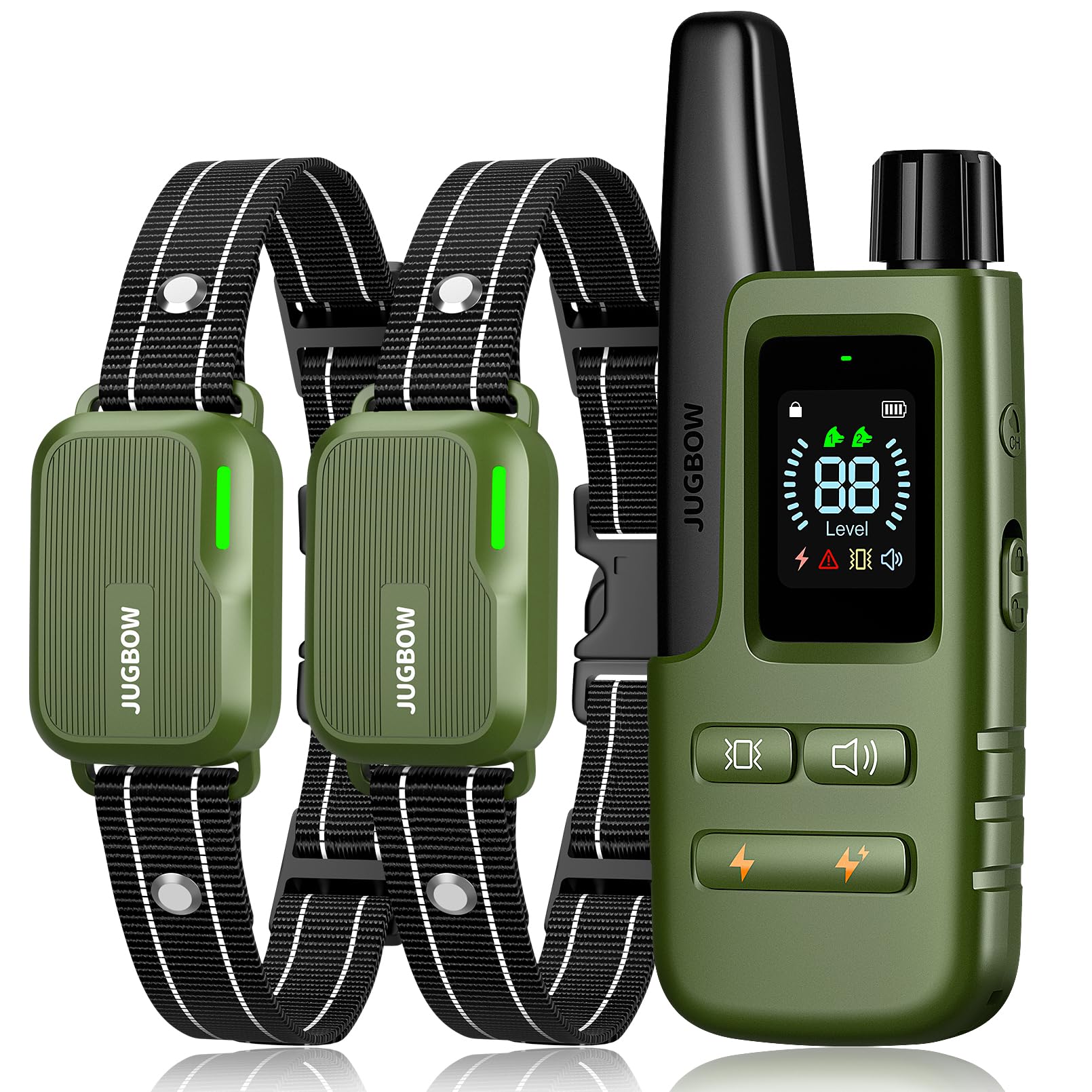 Jugbow Dog Shock Collar - 4200FT Dog Training Collar with Remote, IPX8 Waterproof Electric Dog Collar with 4 Training Modes, Security Lock, Rechargeable eCollar for 10-120lbs Dogs(2 Pack) Image