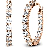 AceLay 14k Gold Plated Sterling Silver Hoop Earrings For Women Filled With CZ Stones | Hypoallergenic Huggies Earring | 25mm silver earrings for women