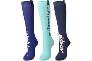 GemRebel Horse Riding Socks for Women 3 Pack Equestrian Knee High Moisture-Wicking Athletic Socks