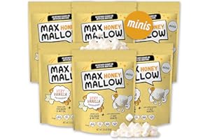 KNOW BRAINER Max Mallow HONEY Mini Marshmallows - Very Vanilla - Gut Friendly, Gluten Free, No Refined Sugars, Real Wildflower Honey, Collagen-Infused Snack (6 Pack, Very Vanilla)