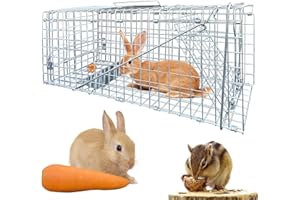 ANSGERY Live Animal Cage Traps,24in Rabbit Trap,Humane Way Folding Raccoon Traps for Stray Cats,Squirrels,Live Traps for Raccoons,Steel Foldable with Pedal Triggers