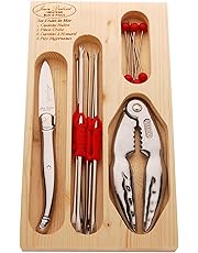 Laguiole - Juego de cubiertos para el marisco en caja de madera, 14 piezas,