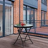 PHI VILLA Folding Side Table - Turquoise Small Round Patio Table view 2